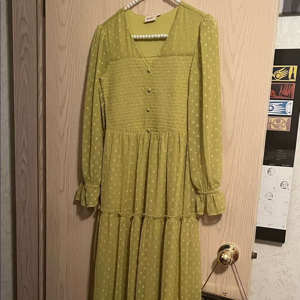 Glam Lime Long-Sleeve  & Maxi Dress